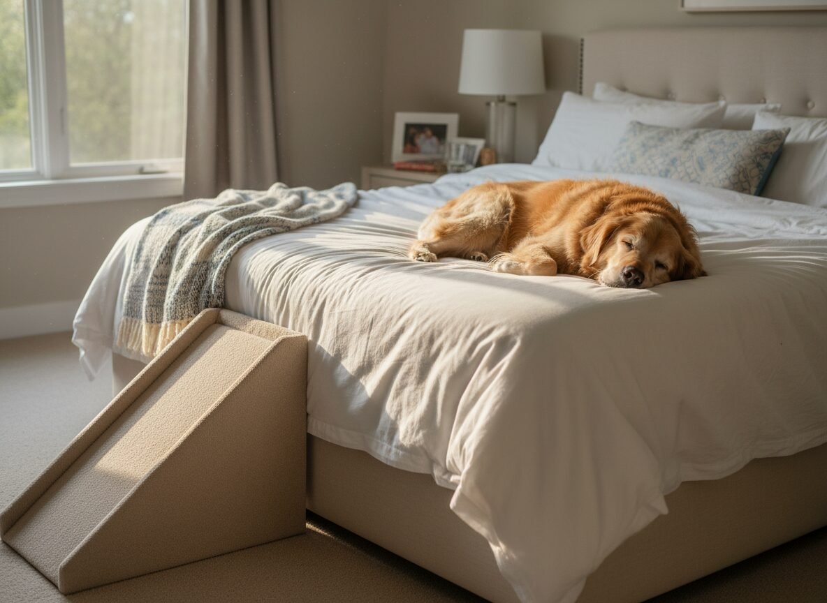 How To Train Your Senior Dog To Use A Bed Ramp (Pain Free)