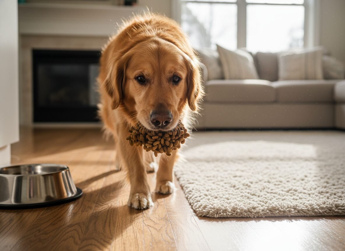 Why Does My Dog Carry Kibble to the Carpet to Eat? (The Psychology)