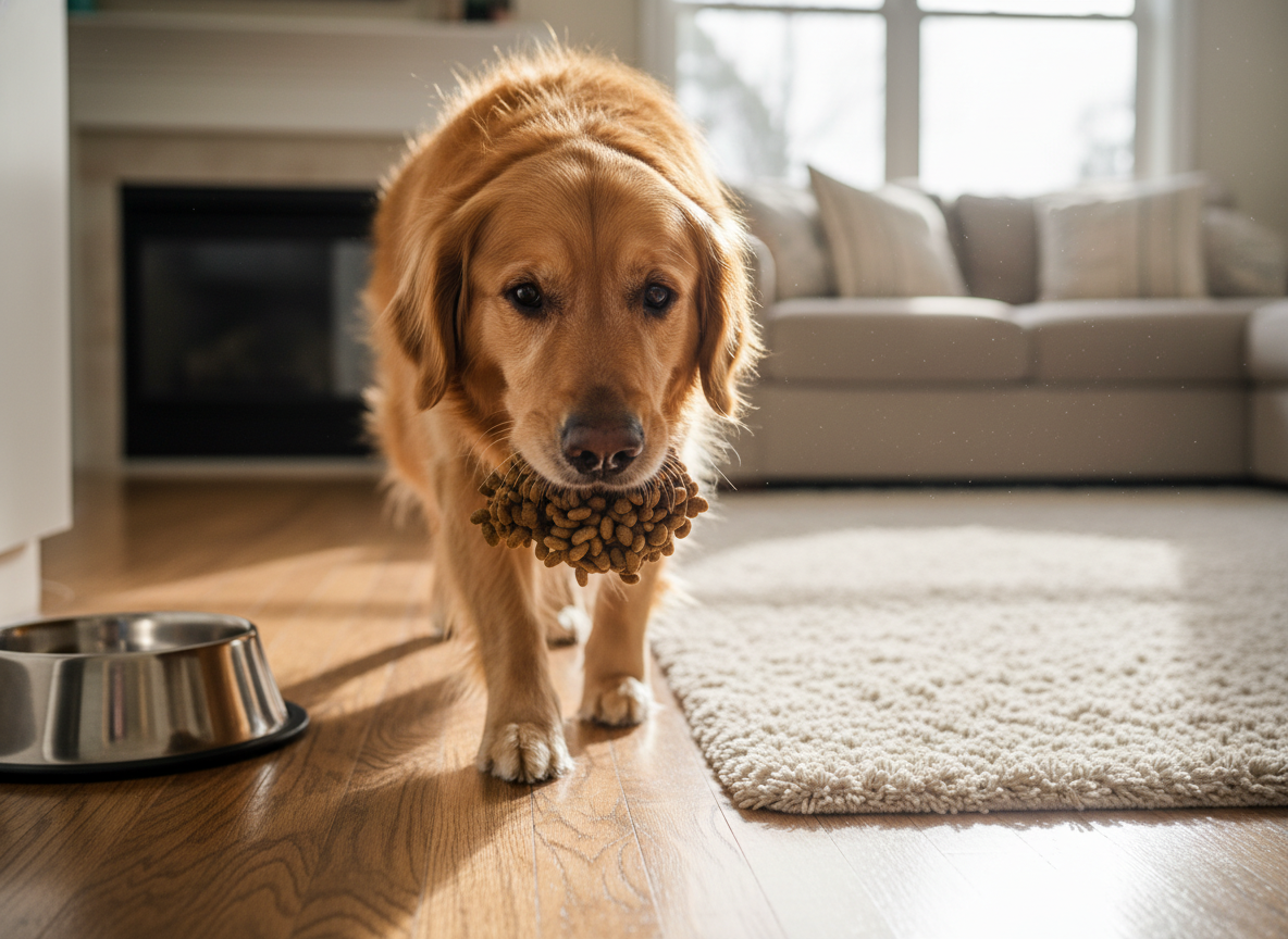 Why Does My Dog Carry Kibble to the Carpet to Eat? (The Psychology)
